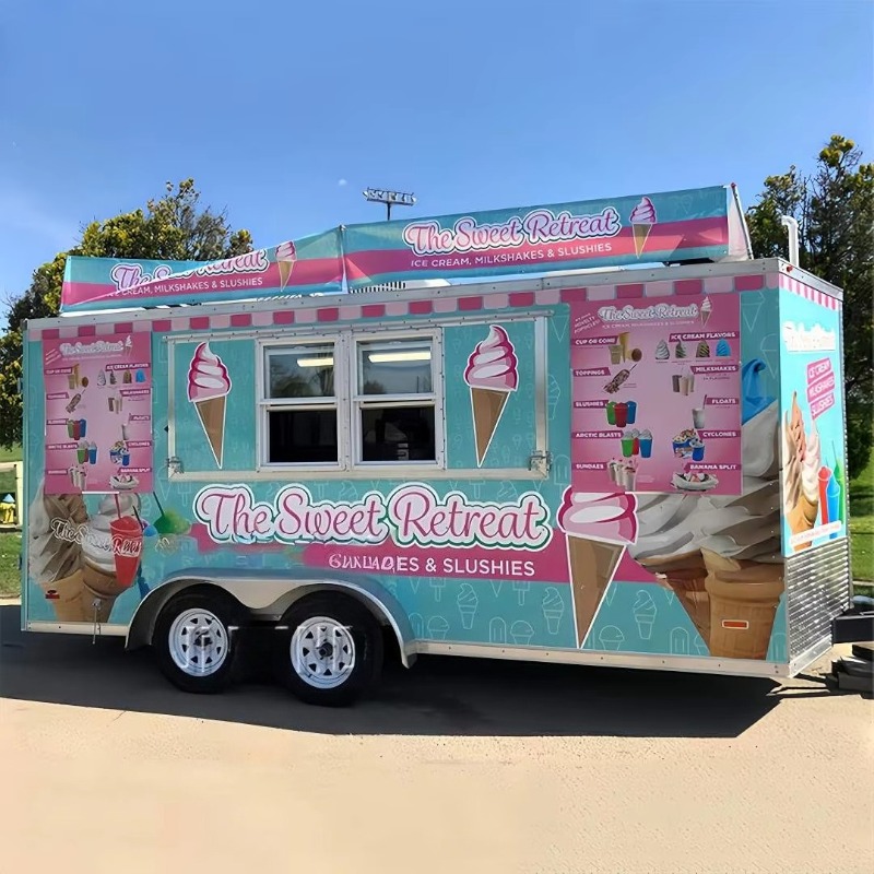 Commercial Kitchen Vendor - アメリカ承認済みカスタムフードトレーラー商業用移動式キッチンアイスクリームコーヒーカート屋台コンセッションスタンドターンキーセットアップ
