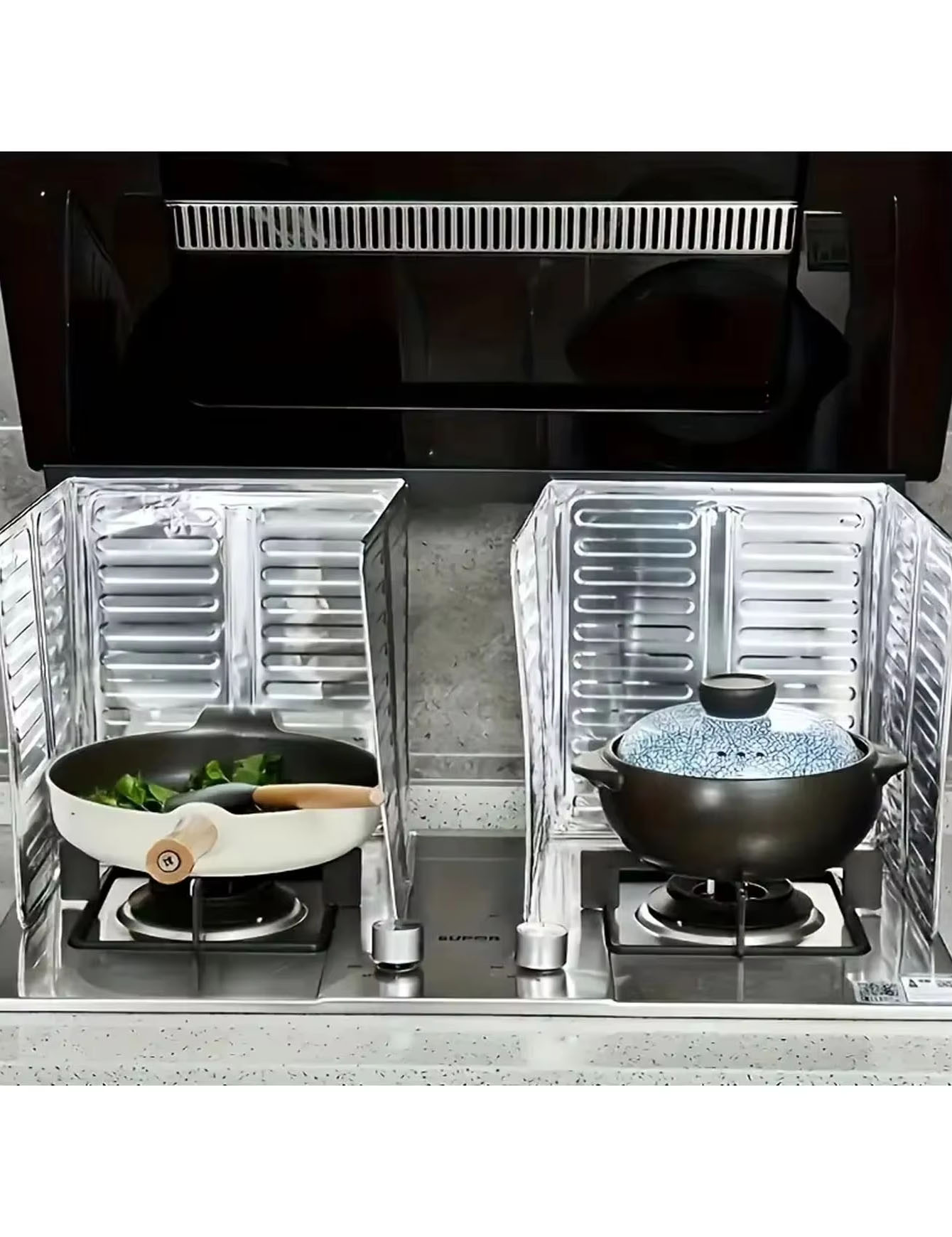 Commercial Kitchen Burner - 3個入りキッチン油飛散防止板、コンロ油飛散防止板、アルミ箔断熱板、油飛散防止板、折りたたみ式ガスコンロ油飛散防止板