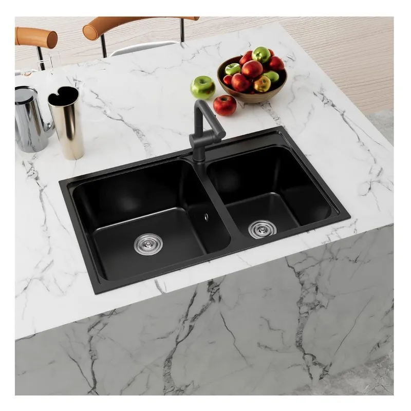 Commercial Kitchen Double Sink - SMC製ダブルシンク高強度防水お手入れ簡単樹脂製食器洗いシンク（ホテル、食堂、業務用キッチン向け）