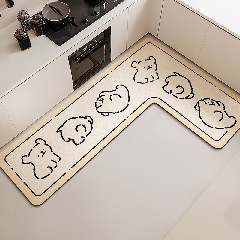Commercial Kitchen Vinyl Flooring - L 字型キッチンフロアマット防水滑り止めビニールカーペット PVC かわいい漫画パターン家の装飾ロングストリップラグアルフォンブラコシーナ