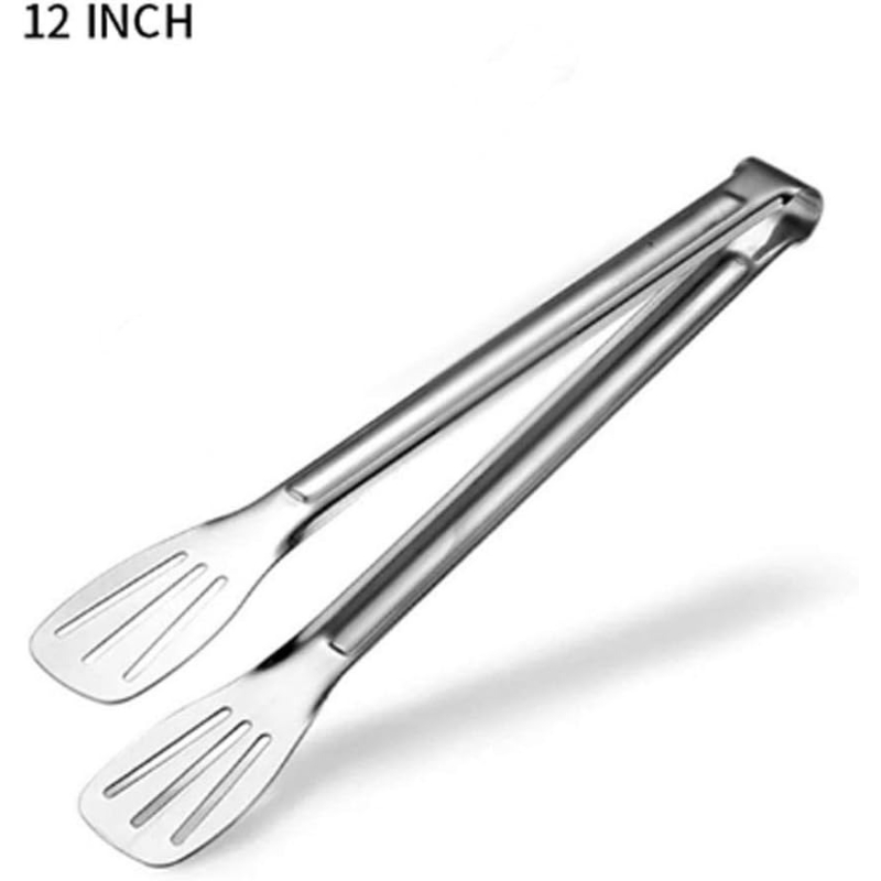 Commercial Kitchen Cooking - ステンレス製フードトング キッチン用品 ビュッフェ調理ツール 耐熱ペストリー バーベキューステーキ 滑り止めハンドル