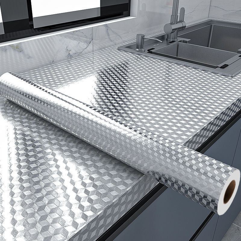 Commercial Kitchen Wall Panels - アルミ箔抗油キッチンウォールステッカー自己粘着防水カウンタートップ引き出しキャビネット棚ストーブバックスプラッシュ装飾用