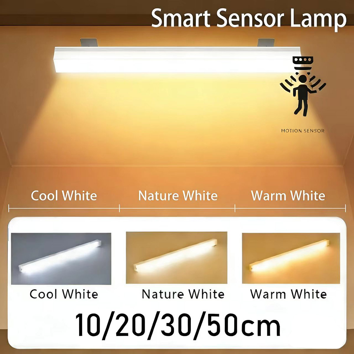 Commercial Kitchen Lights - USB Type-C充電式モーションセンサーLEDバー キッチン、ベッドサイド、ワードローブ、キャビネット下用ライト、誘導式ナイトライト、ルームライト