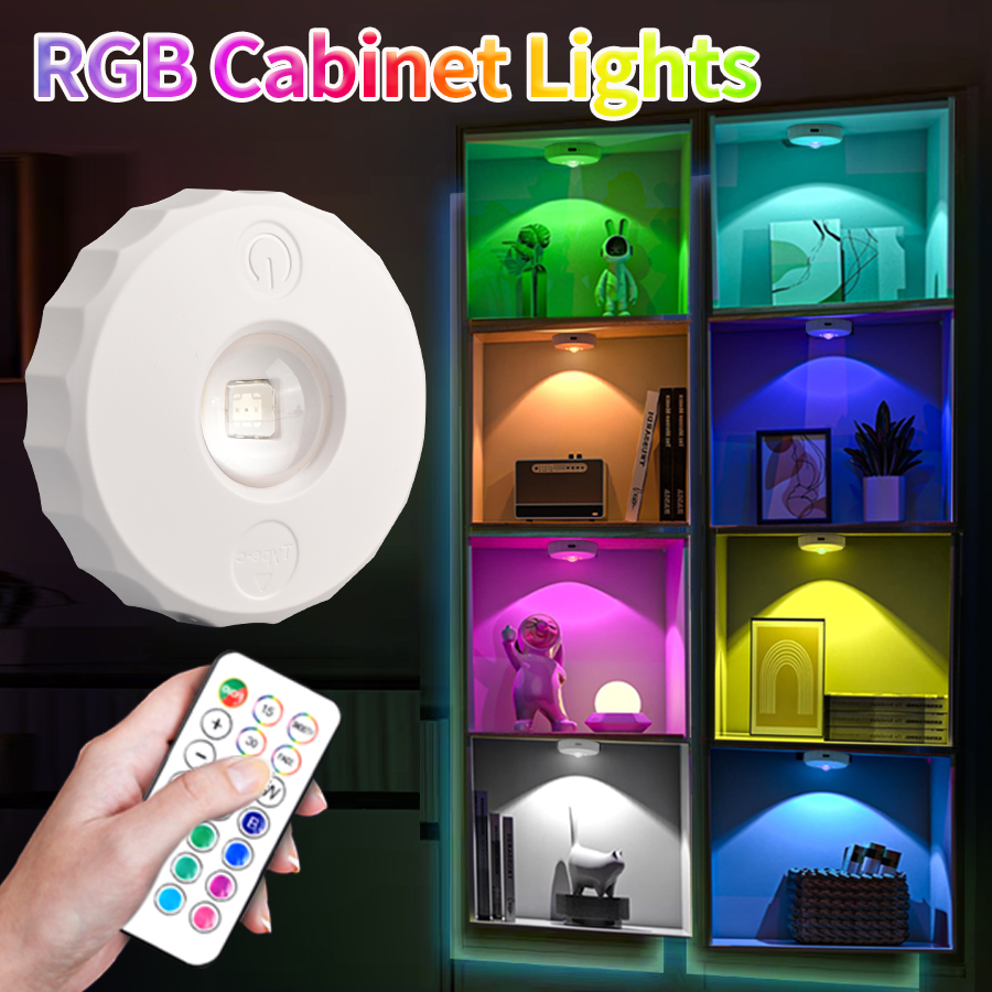 Commercial Kitchen Lights - LED キャビネットライト RGB リモコン充電式ワイヤレスナイトランプ調光可能キッチンディスプレイ棚クローゼット寝室ワードローブ用