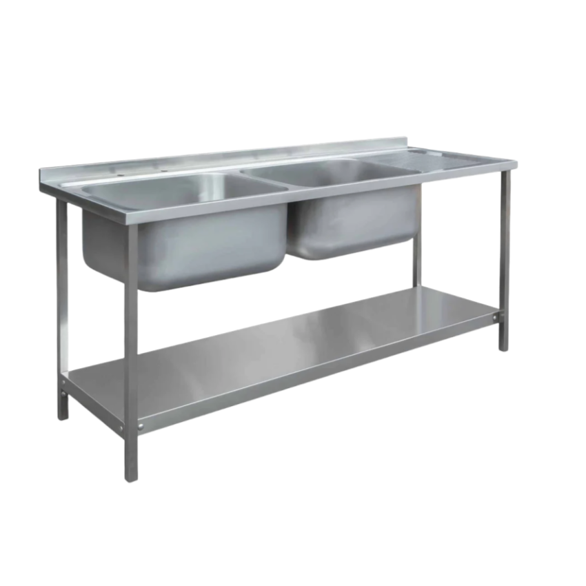 業務用厨房シンク ダブルシンク ステンレス製 食器洗い機台  - Commercial Kitchen Double Sink のレビューと価格