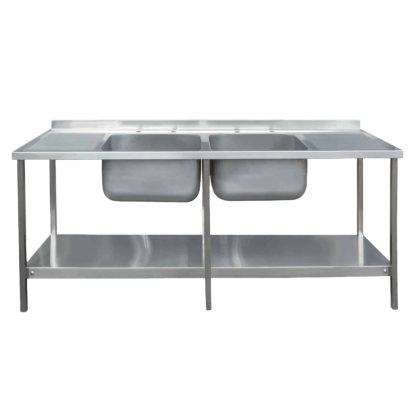 業務用厨房シンク ダブルシンク ステンレス製 食器洗い機台  - Commercial Kitchen Double Sink のレビューと価格