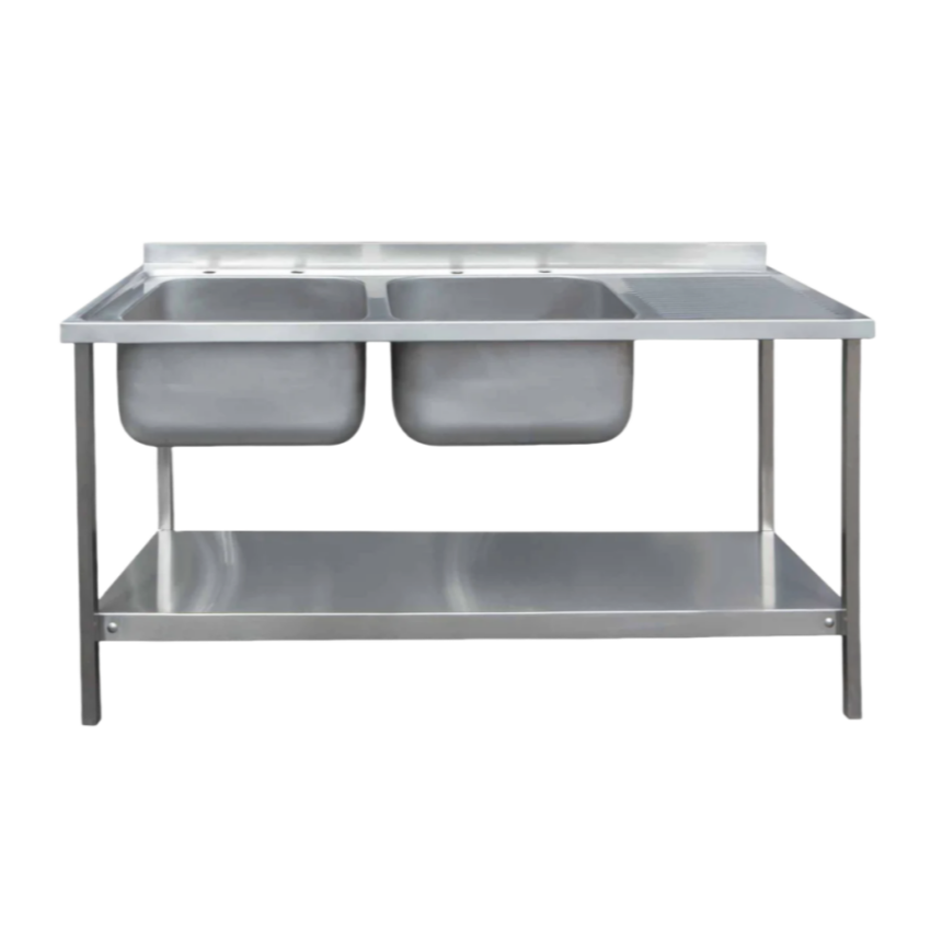 業務用厨房シンク ダブルシンク ステンレス製 食器洗い機台  - Commercial Kitchen Double Sink のレビューと価格