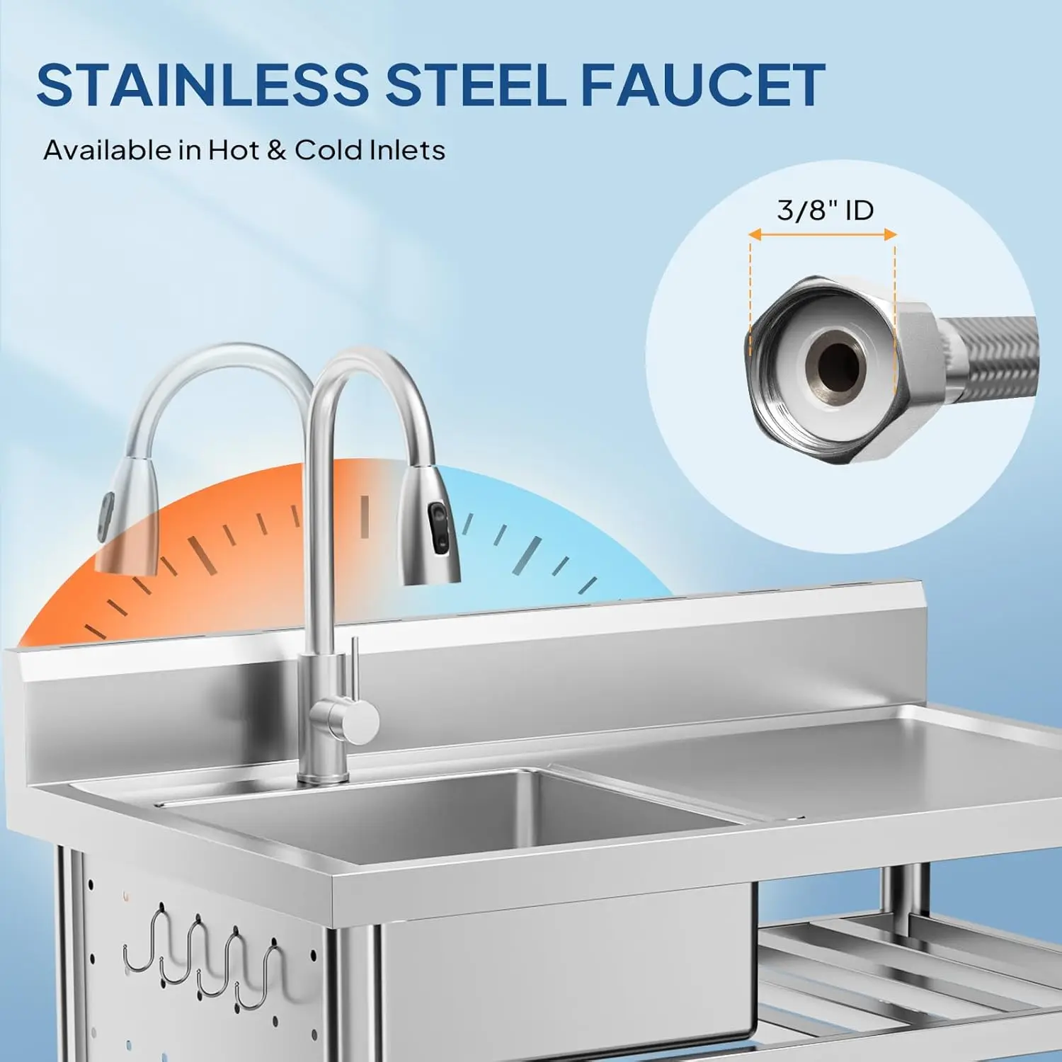 ステンレス製ユーティリティシンク、業務用キッチンランドリール - Commercial Kitchen Double Sink のレビューと価格