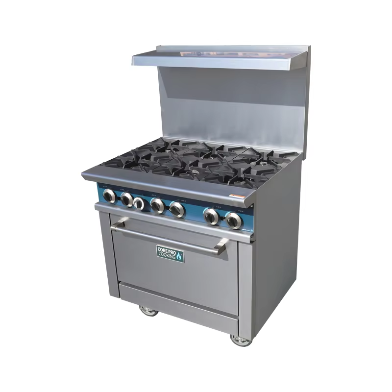 業務用厨房機器　自立型ステンレス製6口コンロ付きオーブン - Commercial Kitchen Cooking のレビューと価格