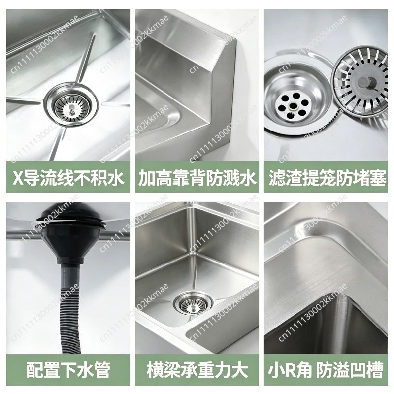 業務用304ステンレス製シンク　シングル/ダブル/トリプルボ - Commercial Kitchen Double Sink のレビューと価格