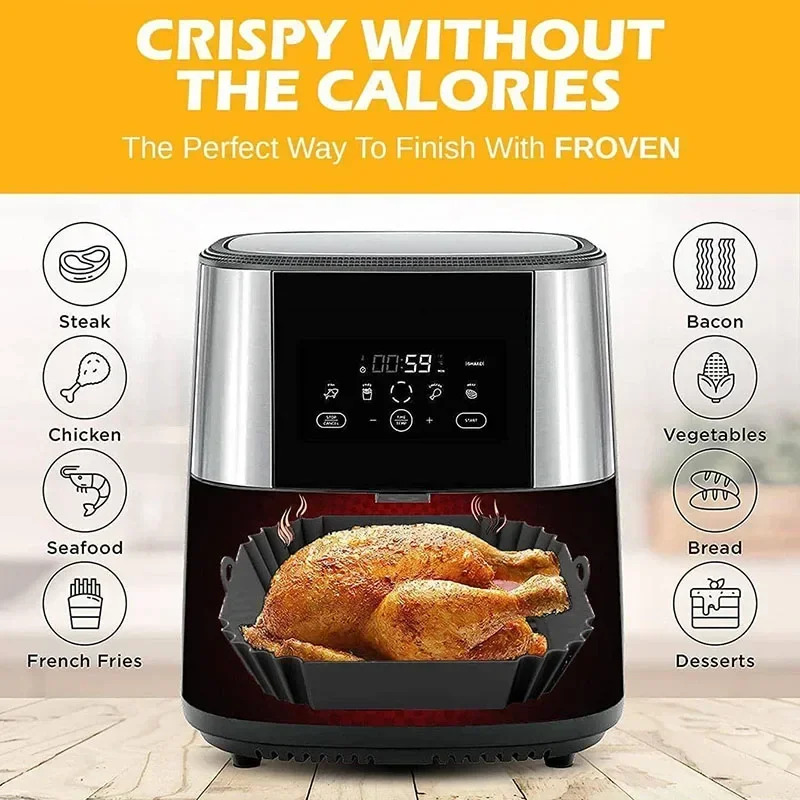 1PC シリコンエアフライヤーバスケット、ピザフライドチキン - Commercial Kitchen Cooking のレビューと価格
