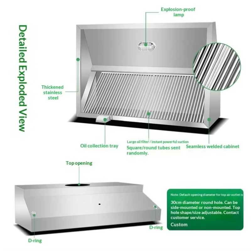 業務用カスタマイズ可能なキッチン壁掛けステンレス鋼製コンビネ - Commercial Kitchen Exhaust Hood のレビューと価格