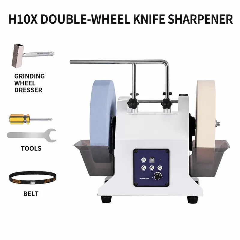 10インチデュアルホイール電動ナイフシャープナー、水冷式グラ - Commercial Kitchen Knife Sharpener のレビューと価格