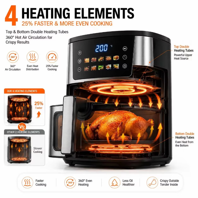 家庭用8.5Lエアフライヤー 2400W 4つの加熱エレメン - Commercial Kitchen Cooking のレビューと価格