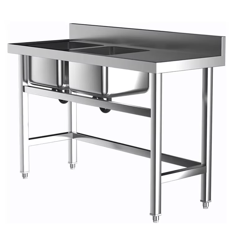 業務用ホテル厨房機器　二槽ステンレスシンク　作業台付き　正方 - Commercial Kitchen Double Sink のレビューと価格