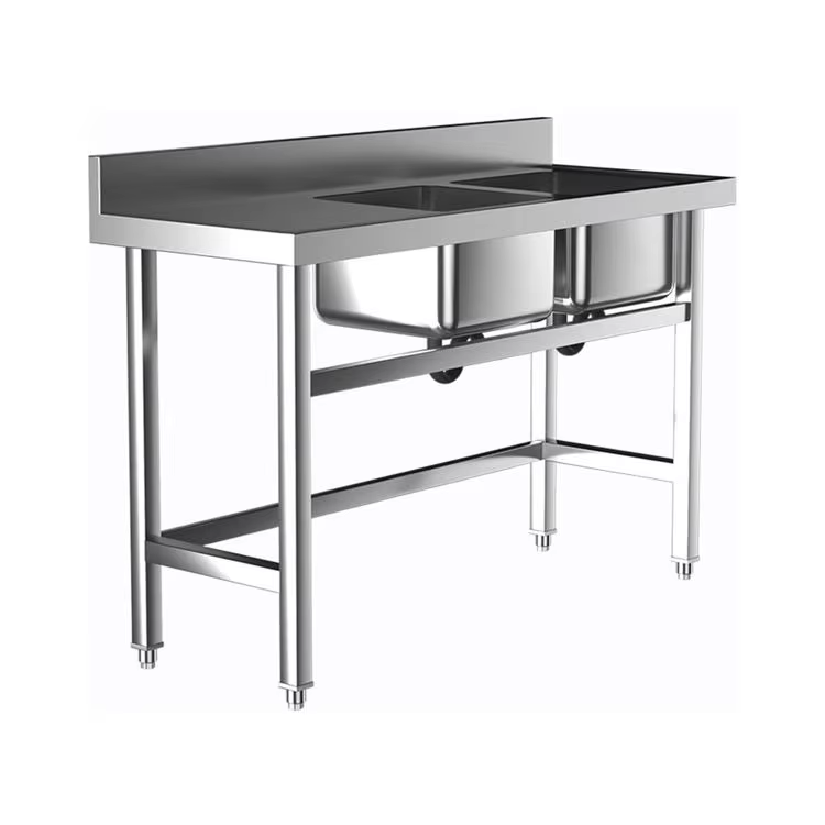 業務用ホテル厨房機器　二槽ステンレスシンク　作業台付き　正方 - Commercial Kitchen Double Sink のレビューと価格