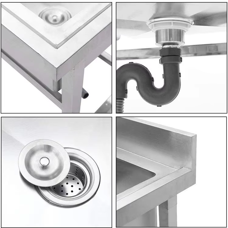 業務用ホテル厨房機器　二槽ステンレスシンク　作業台付き　正方 - Commercial Kitchen Double Sink のレビューと価格