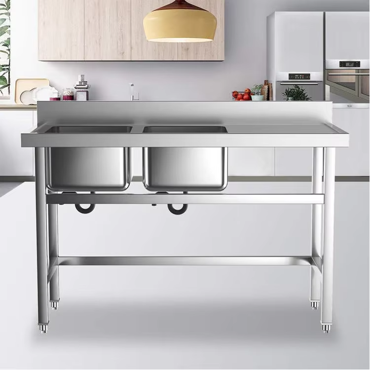 業務用ホテル厨房機器　二槽ステンレスシンク　作業台付き　正方 - Commercial Kitchen Double Sink のレビューと価格