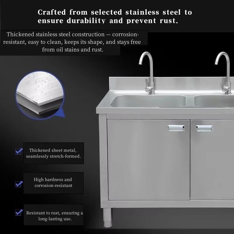 業務用ステンレスシンクキャビネット304キッチンシングル/ダ - Commercial Kitchen Double Sink のレビューと価格