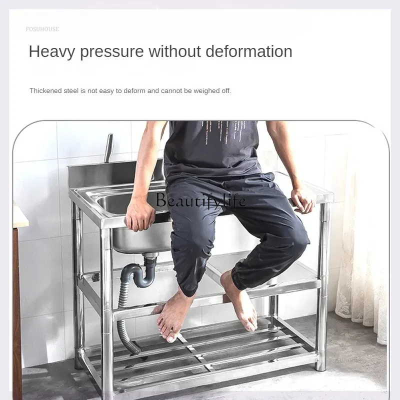 業務用キッチン向け、厚みのあるモダンなフロアスタンド式ダブル - Commercial Kitchen Double Sink のレビューと価格