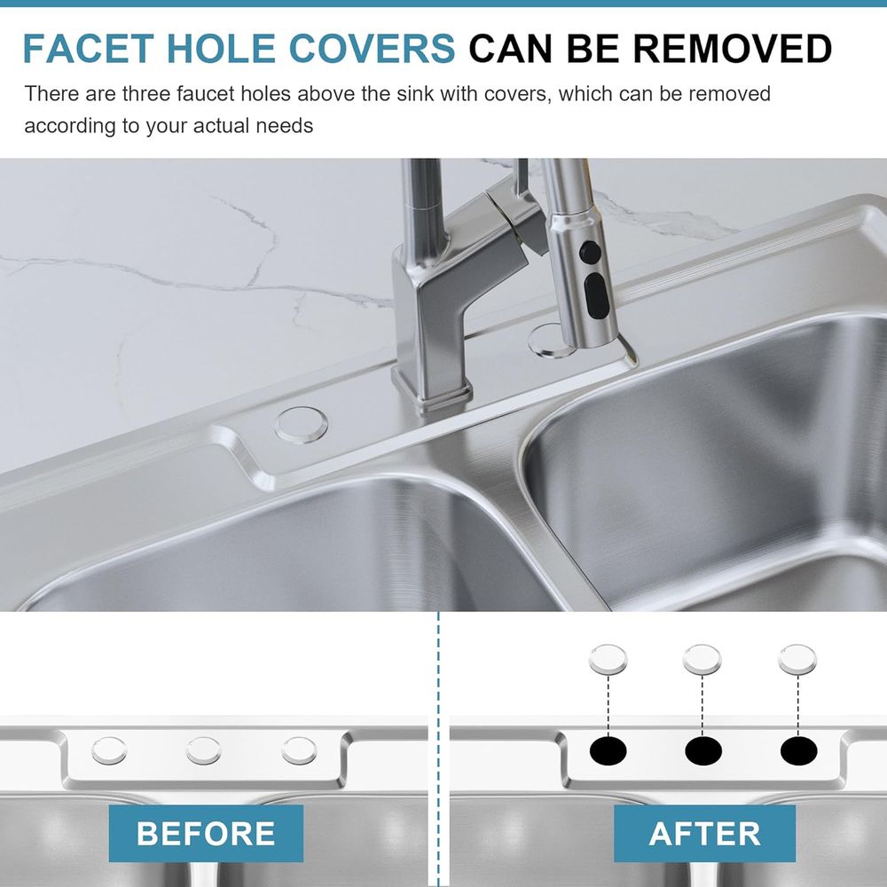 33×22ステンレス製ダブルボウルキッチンシンク、50/50 - Commercial Kitchen Double Sink のレビューと価格