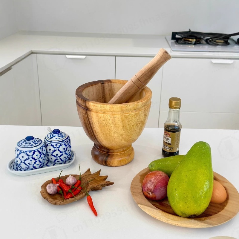 天然アカシア木製のすり鉢とすりこぎ棒セット、家庭用・業務用ニ - Commercial Kitchen Grinder のレビューと価格