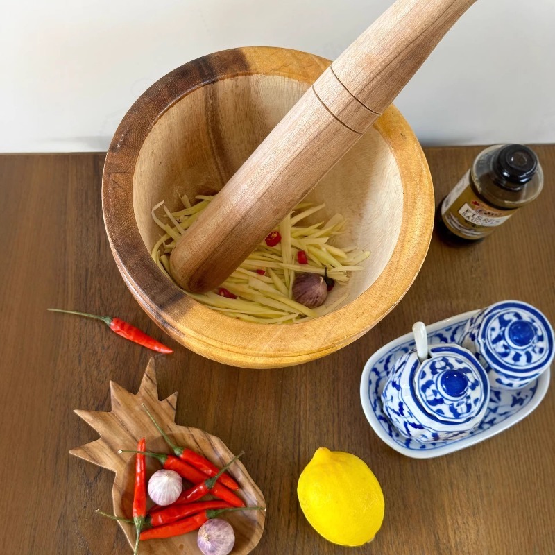 天然アカシア木製のすり鉢とすりこぎ棒セット、家庭用・業務用ニ - Commercial Kitchen Grinder のレビューと価格